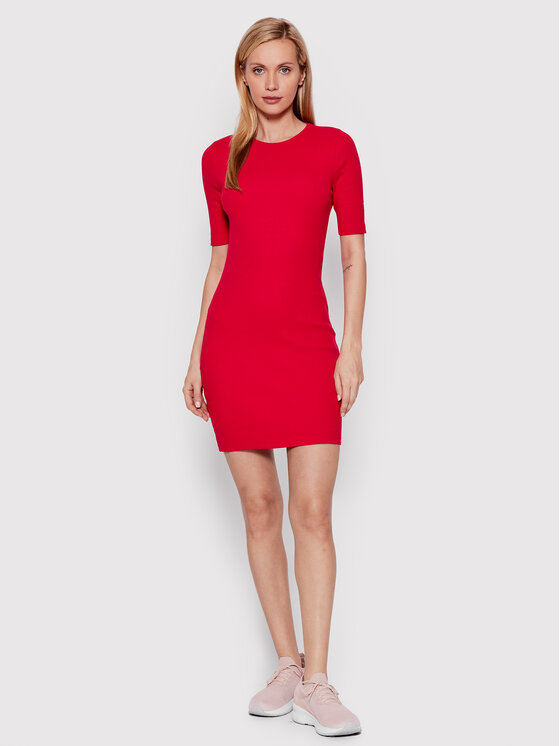 4F Sukienka dzianinowa H4L22-SUDD012 Czerwony Slim Fit zdjęcie nr 2
