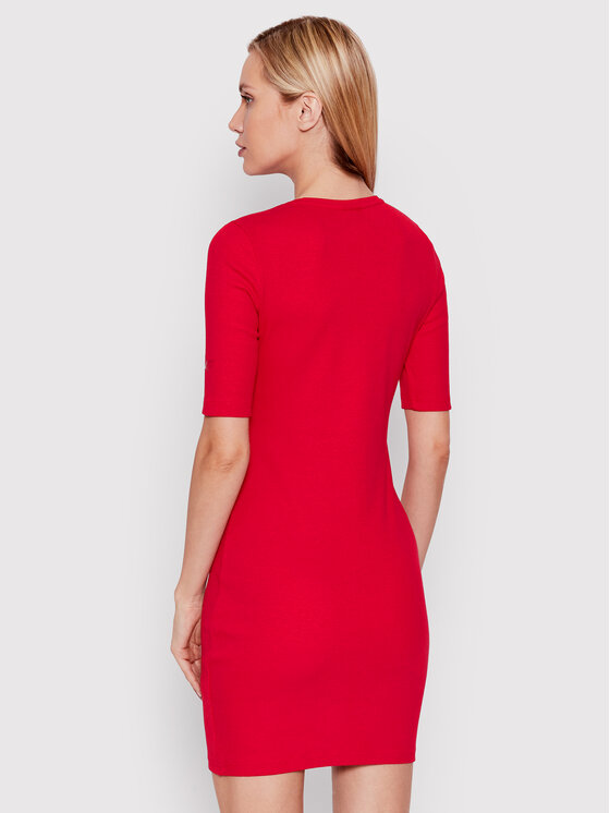4F Sukienka dzianinowa H4L22-SUDD012 Czerwony Slim Fit zdjęcie nr 3