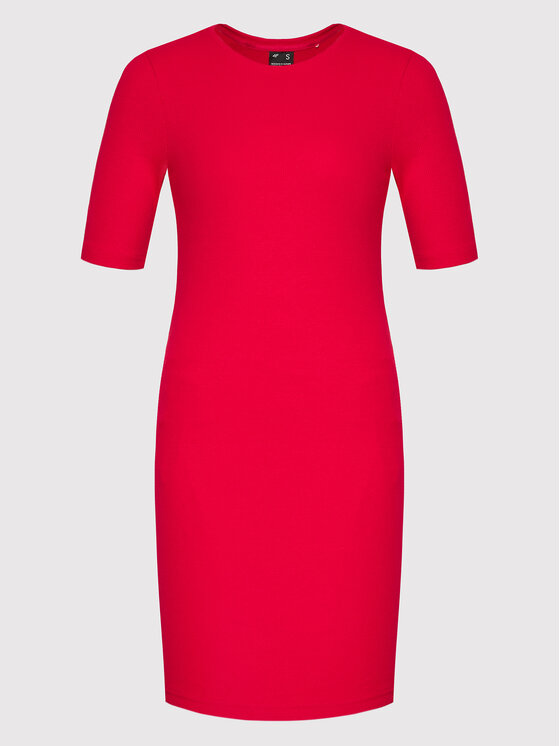 4F Sukienka dzianinowa H4L22-SUDD012 Czerwony Slim Fit zdjęcie nr 5