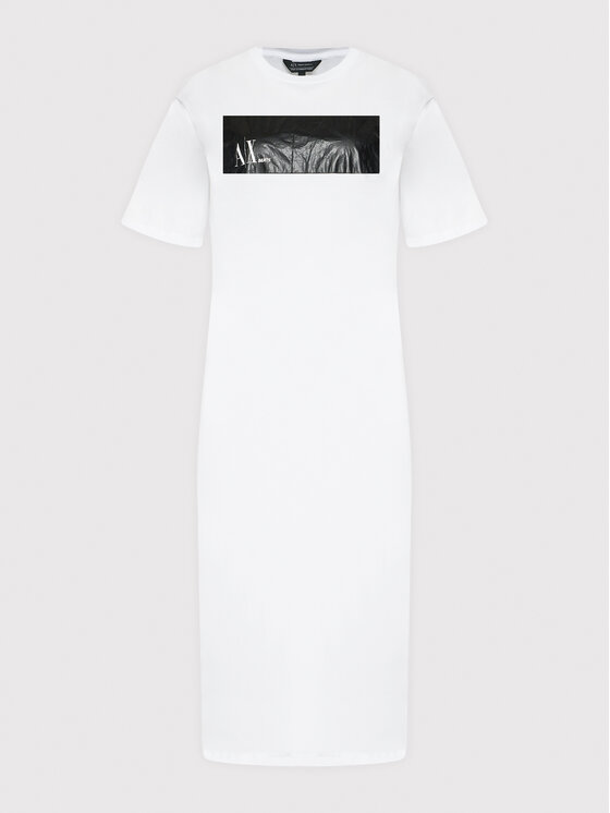 Armani Exchange Sukienka codzienna 3LYA76 YJ3RZ 1000 Biały Regular Fit zdjęcie nr 5