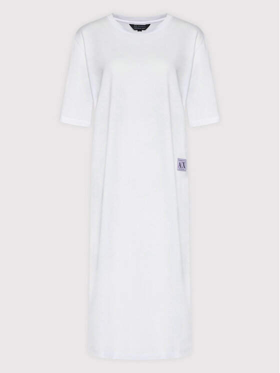 Armani Exchange Sukienka codzienna 3LYA90 YJ6VZ 1000 Biały Relaxed Fit zdjęcie nr 5