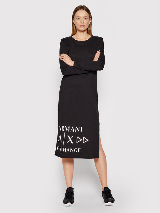 Armani Exchange Sukienka codzienna 6KYA70 YJ3RZ 1200 Czarny Regular Fit zdjęcie nr 2