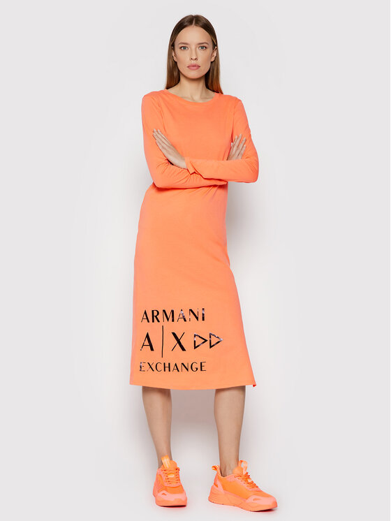 Armani Exchange Sukienka codzienna 6KYA70 YJ3RZ 1675 Pomarańczowy Regular Fit zdjęcie nr 2