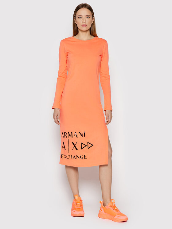 Armani Exchange Sukienka codzienna 6KYA70 YJ3RZ 1675 Pomarańczowy Regular Fit