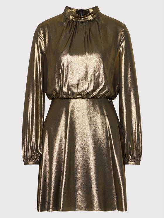 Armani Exchange Sukienka koktajlowa 6KYA23 YNSJZ 1672 Złoty Regular Fit zdjęcie nr 5