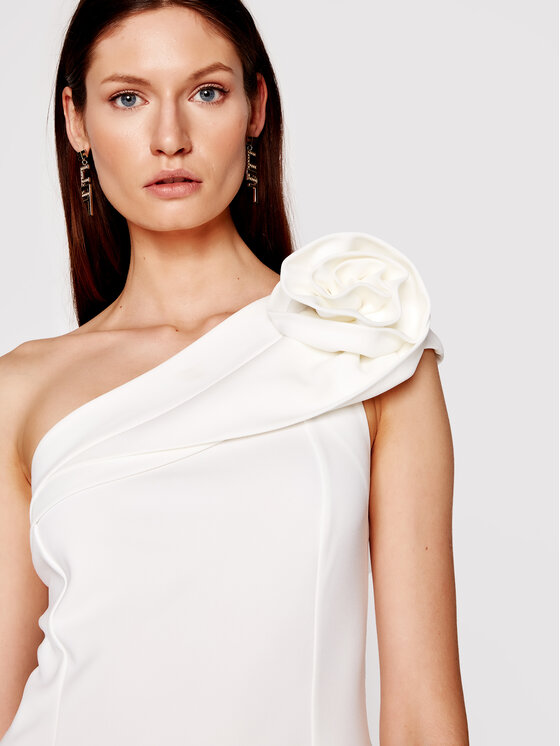Babylon Sukienka koktajlowa N_MF5012 Biały Slim Fit zdjęcie nr 4