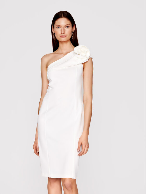 Babylon Sukienka koktajlowa N_MF5012 Biały Slim Fit