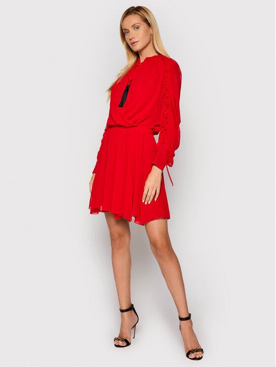 Babylon Sukienka koktajlowa O_MF0512 Czerwony Regular Fit zdjęcie nr 2