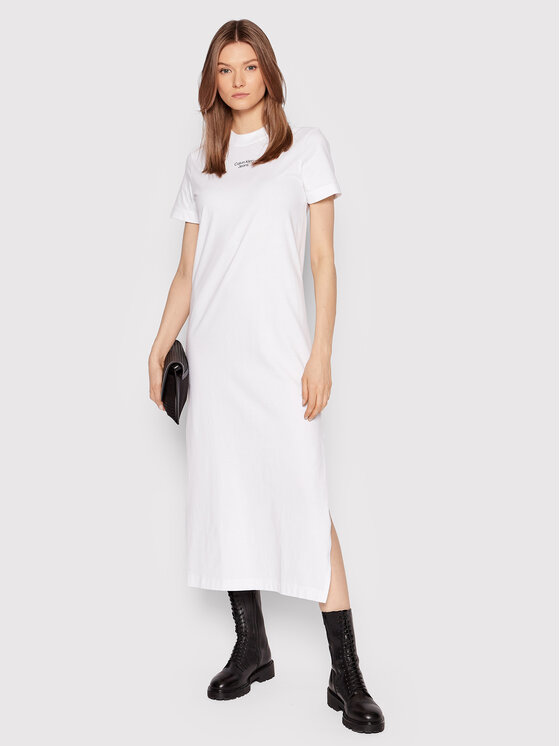 Calvin Klein Jeans Sukienka codzienna J20J218789 Biały Regular Fit