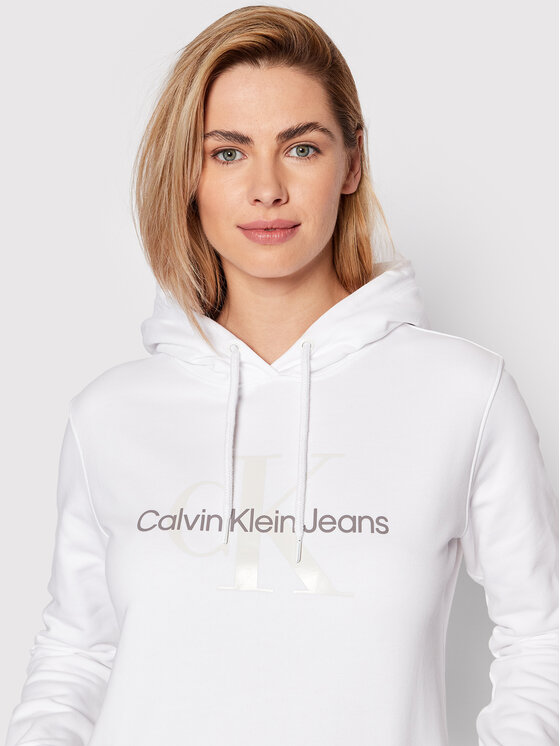 Calvin Klein Jeans Sukienka dzianinowa J20J218343 Biały Regular Fit zdjęcie nr 4