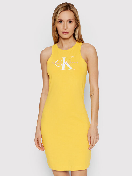 Calvin Klein Jeans Sukienka letnia J20J219180 Żółty Slim Fit