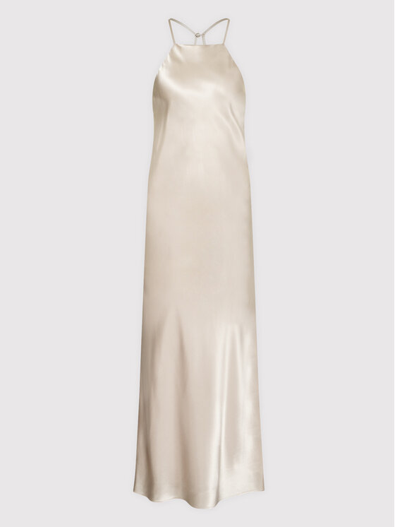 Calvin Klein Sukienka codzienna Liquid Shine Cami K20K203839 Beżowy Slim Fit zdjęcie nr 5