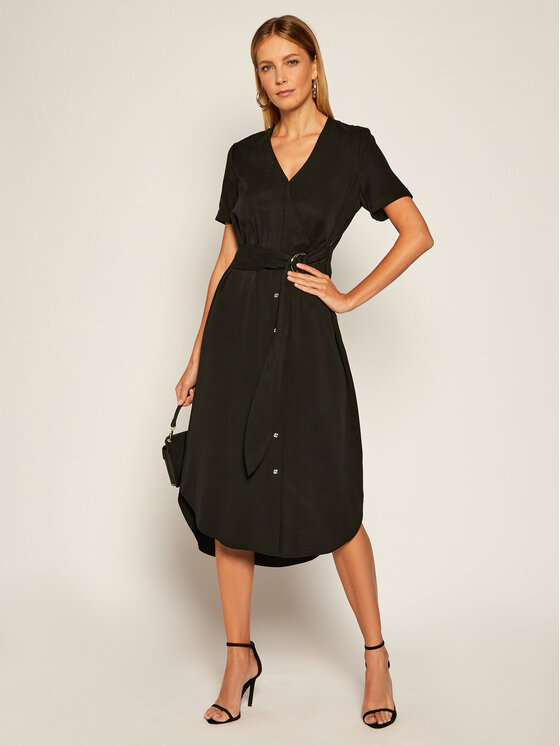 Calvin Klein Sukienka codzienna Tencel Ss Wrap K20K202182 Czarny Regular Fit zdjęcie nr 2
