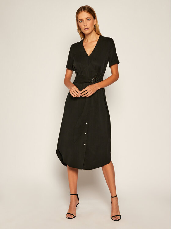 Calvin Klein Sukienka codzienna Tencel Ss Wrap K20K202182 Czarny Regular Fit