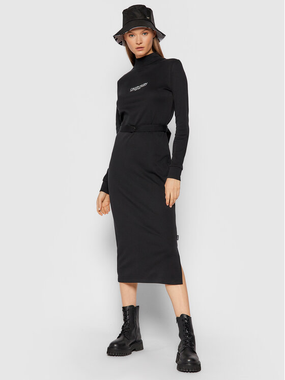 Calvin Klein Sukienka dzianinowa New York Essential K20K203335 Czarny Slim Fit zdjęcie nr 2