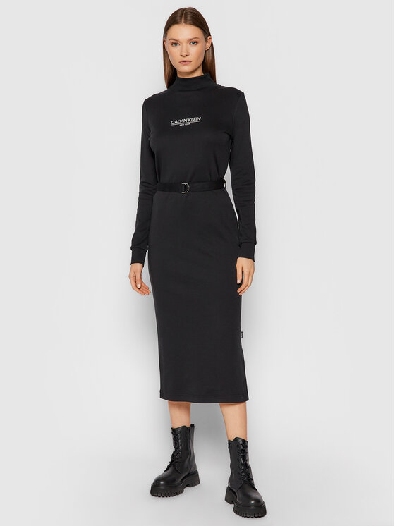 Calvin Klein Sukienka dzianinowa New York Essential K20K203335 Czarny Slim Fit