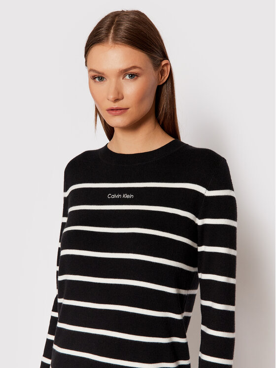 Calvin Klein Sukienka dzianinowa Stripe Logo K20K203060 Czarny Regular Fit zdjęcie nr 4