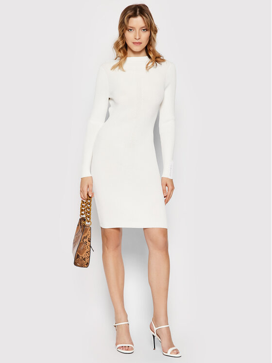 Calvin Klein Sukienka dzianinowa Technical K20K203231 Biały Slim Fit zdjęcie nr 2
