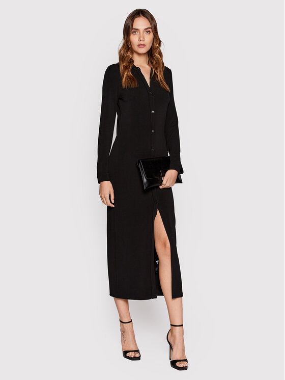 Calvin Klein Sukienka koszulowa Fluid Crepe K20K203649 Czarny Slim Fit zdjęcie nr 2