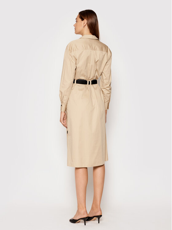 Calvin Klein Sukienka koszulowa Silky Touch K20K203063 Beżowy Regular Fit zdjęcie nr 3