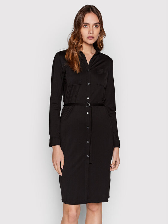 Calvin Klein Sukienka koszulowa Tencel Jersey Blend K20K203844 Czarny Regular Fit