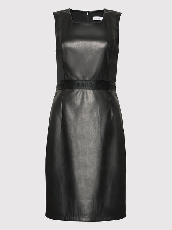 Calvin Klein Sukienka z imitacji skóry Scoop K20K203098 Czarny Regular Fit zdjęcie nr 5