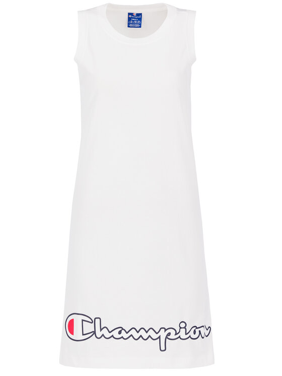 Champion Sukienka codzienna Script Logo Ribbed Trim 112657 Biały Regular Fit zdjęcie nr 4