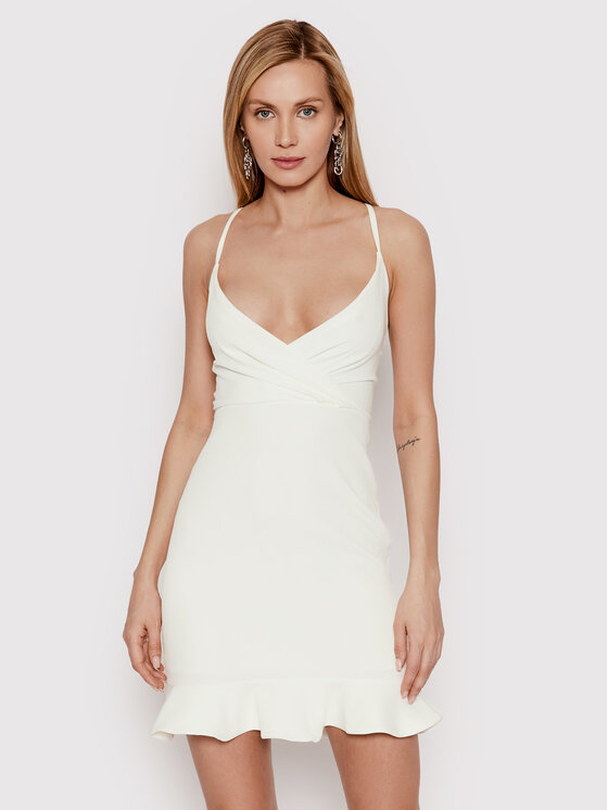 DeeZee Sukienka koktajlowa Cherish Me PLY021 Biały Slim Fit