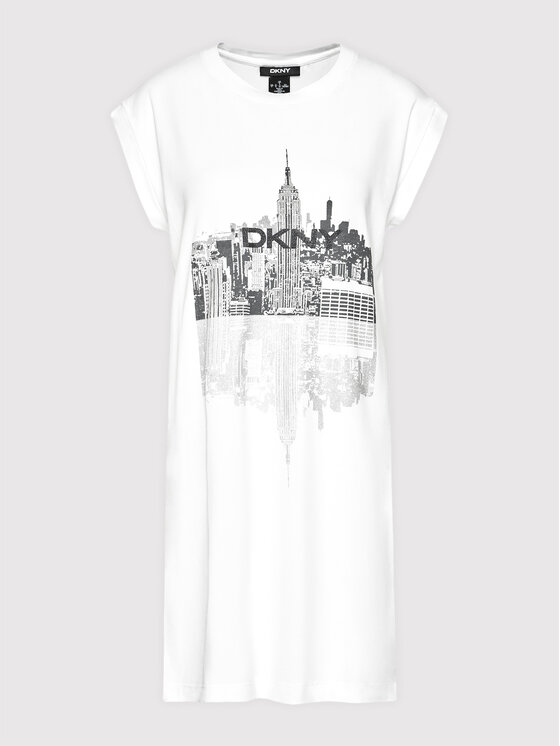 DKNY Sukienka codzienna P1DTGB2M Biały Relaxed Fit zdjęcie nr 5