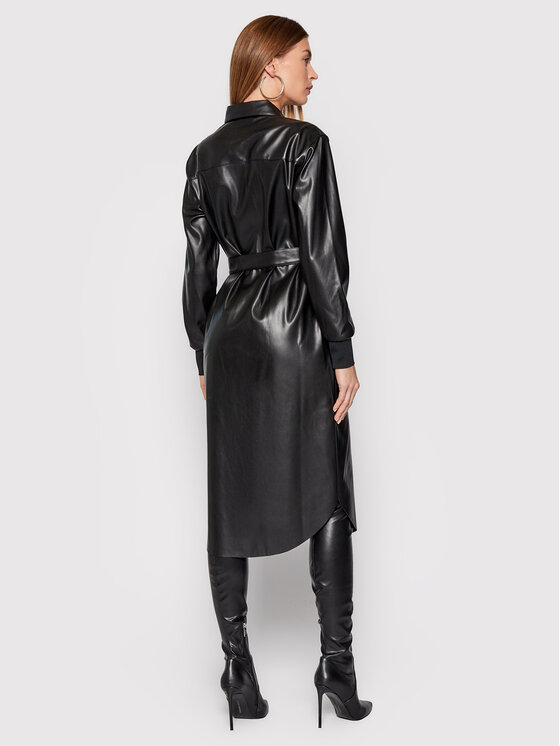 DKNY Sukienka z imitacji skóry P1HM7K25 Czarny Regular Fit zdjęcie nr 3