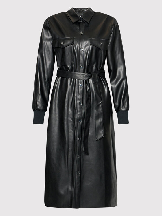 DKNY Sukienka z imitacji skóry P1HM7K25 Czarny Regular Fit zdjęcie nr 5