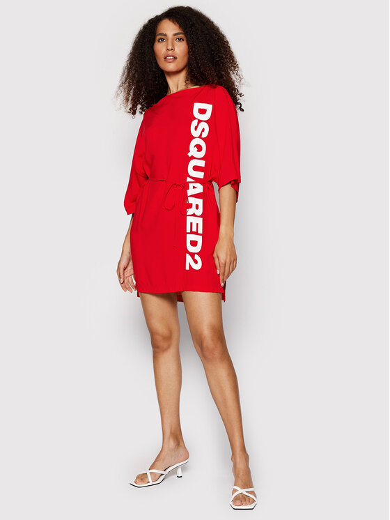 Dsquared2 Underwear Sukienka codzienna D6A253260 Czerwony Regular Fit zdjęcie nr 2