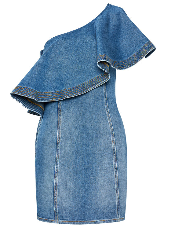 Elisabetta Franchi Sukienka jeansowa AJ-19D-11E2-V380 Niebieski Slim Fit zdjęcie nr 5