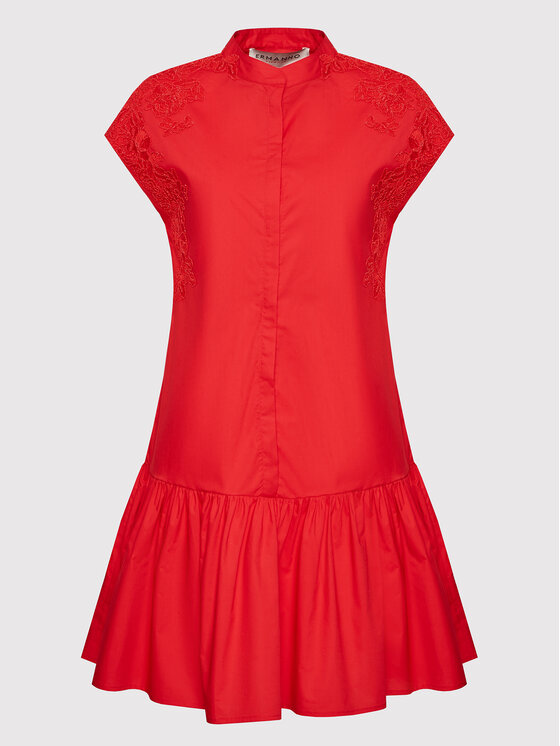 Ermanno Firenze Sukienka codzienna D40EQ007E30 Czerwony Regular Fit zdjęcie nr 5
