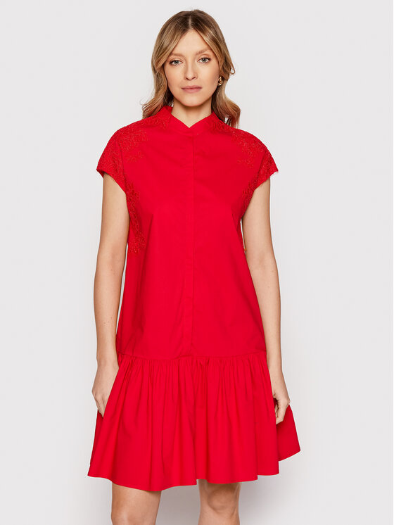 Ermanno Firenze Sukienka codzienna D40EQ007E30 Czerwony Regular Fit