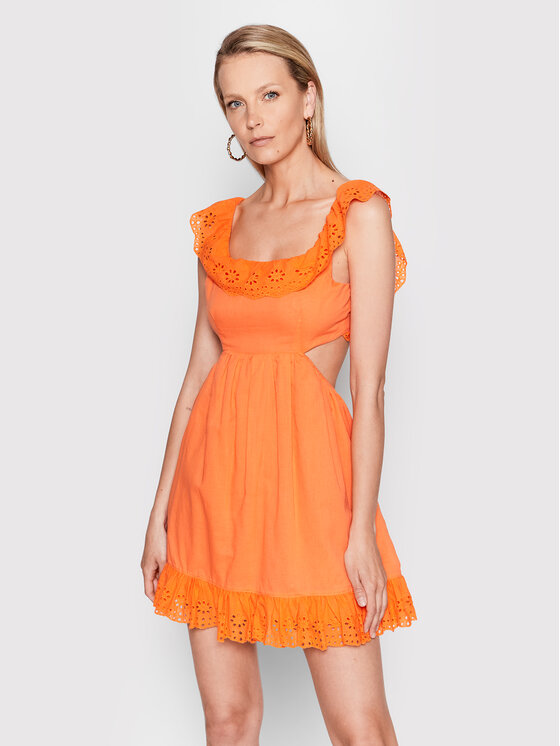 Glamorous Sukienka letnia CK6611 Pomarańczowy Regular Fit