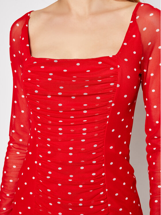 Guess Sukienka codzienna Draped W1GK98 K2X51 Czerwony Slim Fit zdjęcie nr 5