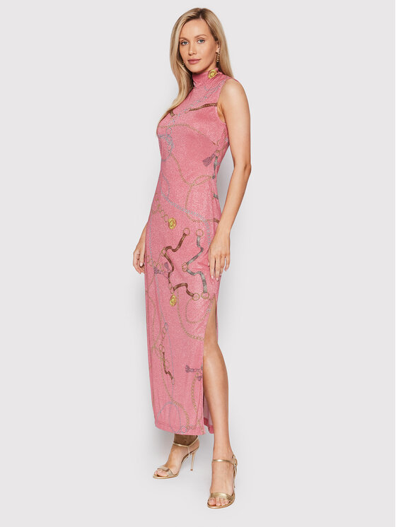 Guess Sukienka koktajlowa W2PK99 KBAJ0 Różowy Slim Fit zdjęcie nr 2