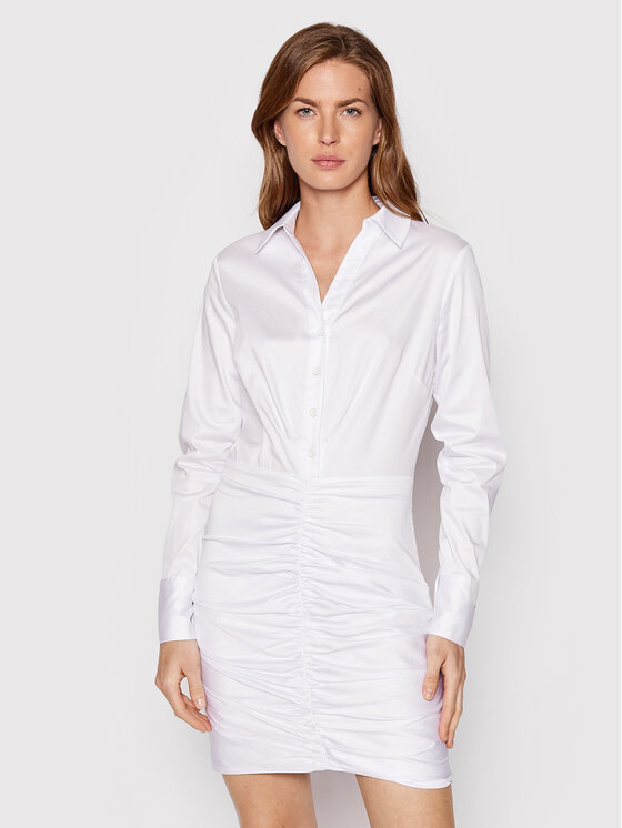 Guess Sukienka koszulowa W2YK84 WE2Q0 Biały Regular Fit