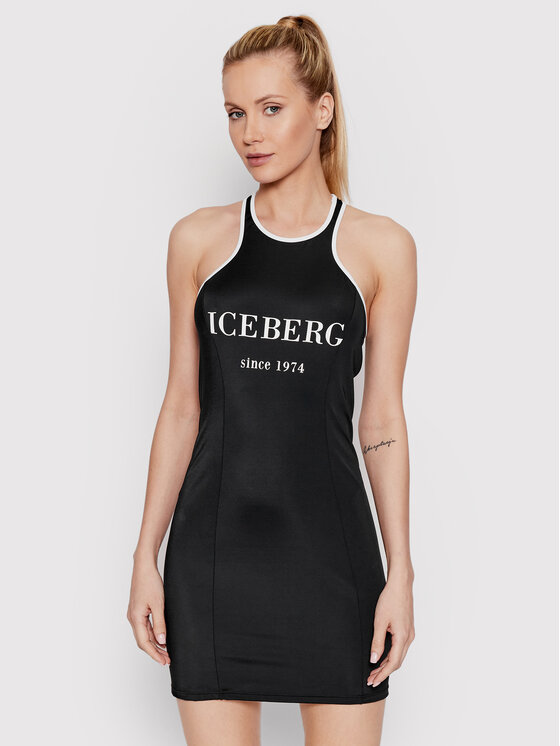 Iceberg Sukienka codzienna ICE2WCU03 Czarny Slim Fit