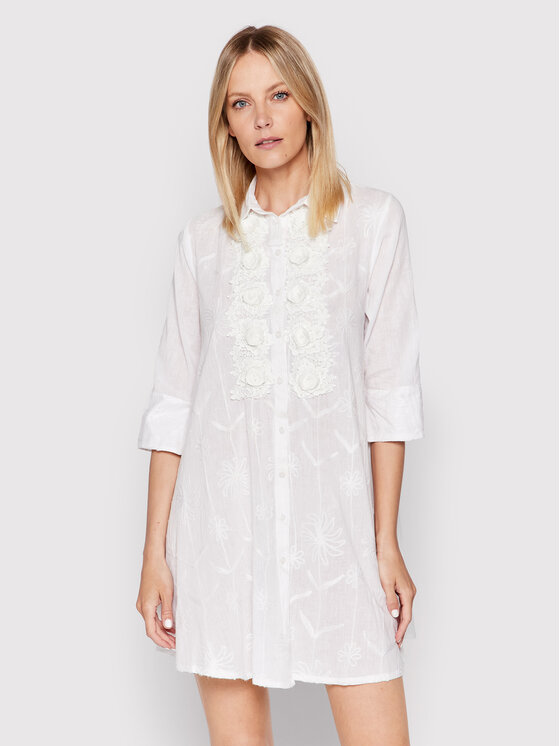 Iconique Sukienka koszulowa Romina IC22 003 Biały Regular Fit