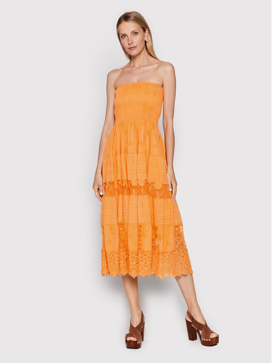 Iconique Sukienka letnia IC22 096 Pomarańczowy Regular Fit zdjęcie nr 2