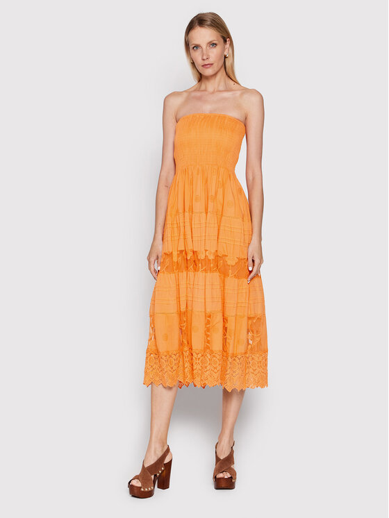 Iconique Sukienka letnia IC22 096 Pomarańczowy Regular Fit