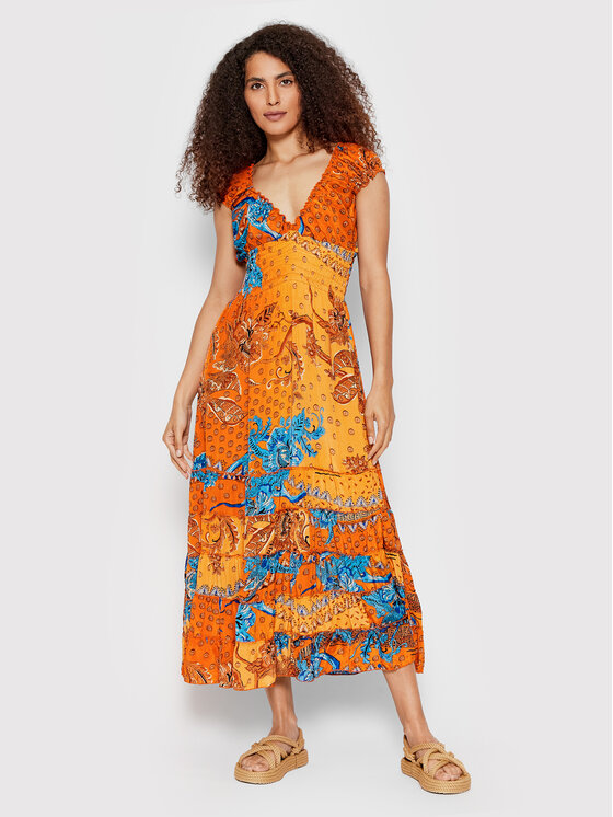Iconique Sukienka letnia Shirley IC22 145 Pomarańczowy Regular Fit