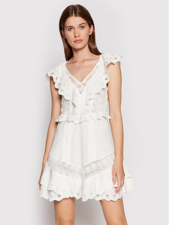 IRO Sukienka letnia Rioja AQ537 Biały Regular Fit