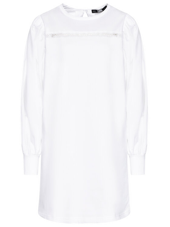 KARL LAGERFELD Sukienka codzienna Fabric Mix Sweat 211W1360 Biały Regular Fit zdjęcie nr 5