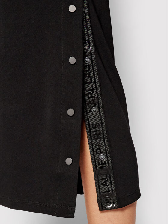KARL LAGERFELD Sukienka codzienna Logo Tape Snap 211W1365 Czarny Slim Fit zdjęcie nr 4
