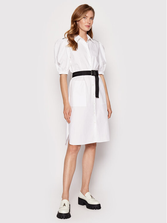 KARL LAGERFELD Sukienka koszulowa 221W1301 Biały Regular Fit zdjęcie nr 2