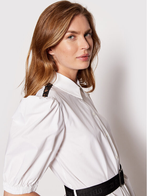 KARL LAGERFELD Sukienka koszulowa 221W1301 Biały Regular Fit zdjęcie nr 4