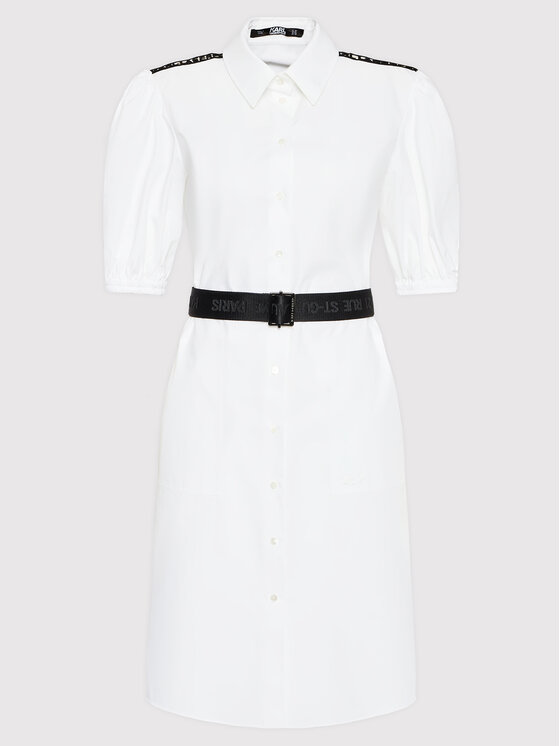 KARL LAGERFELD Sukienka koszulowa 221W1301 Biały Regular Fit zdjęcie nr 5